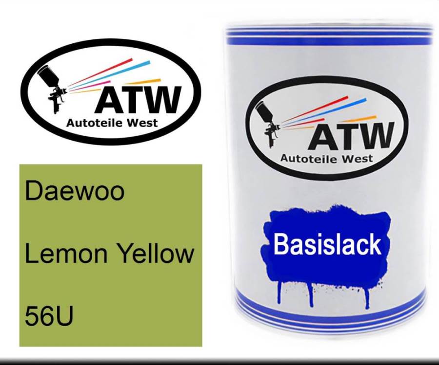 Daewoo, Lemon Yellow, 56U: 500ml Lackdose, von ATW Autoteile West.